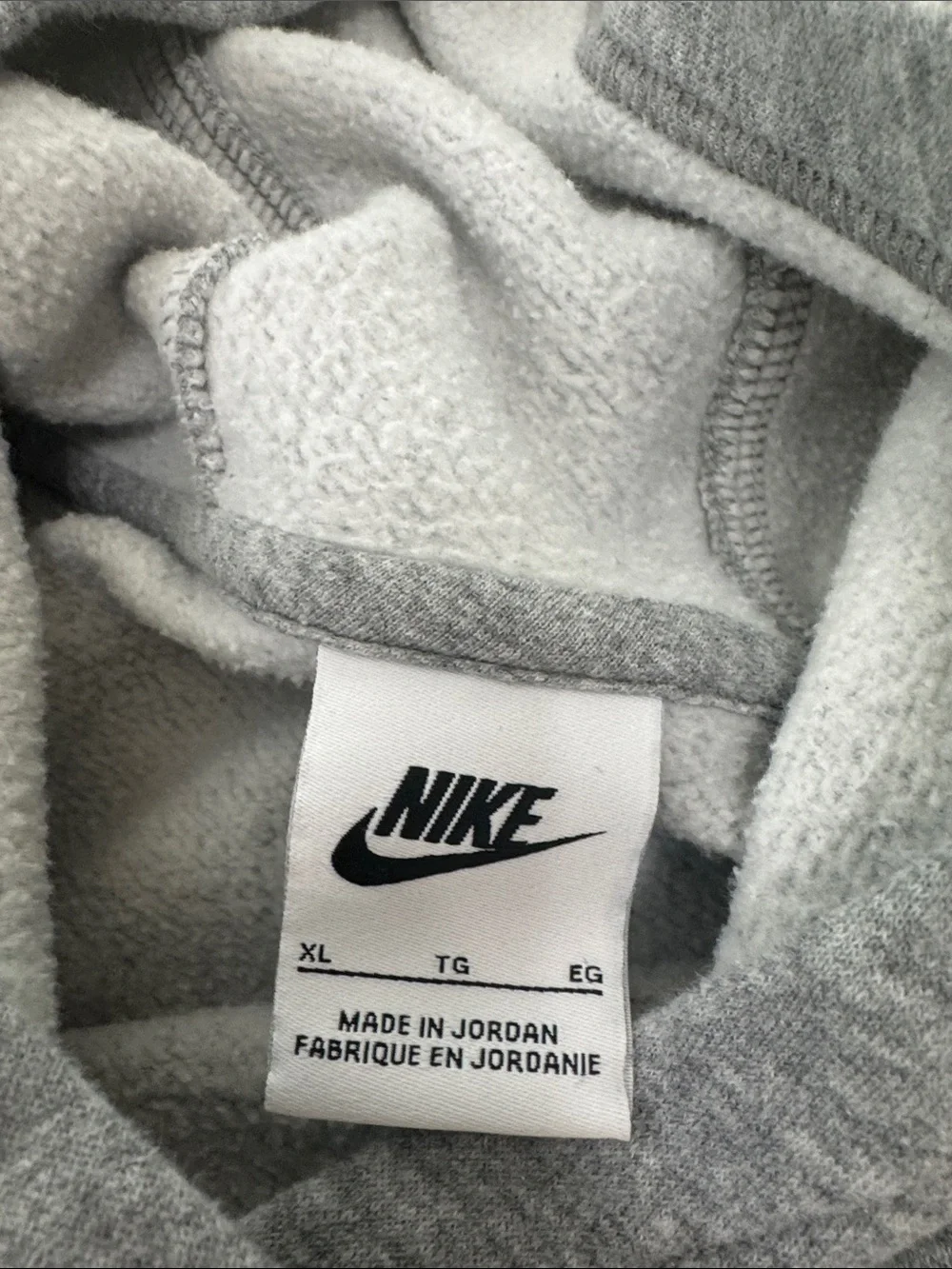 Kids Nike Heather Gray Hoodie with White Swoosh. Size XL